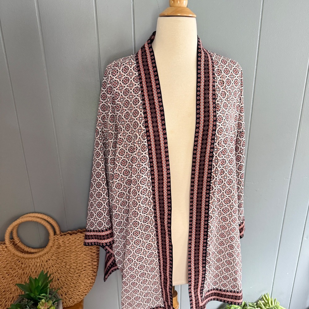 Max Studio Womens XL Kimono Cardigan Boho Festival Flowy Swim Cover Lightweight